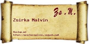 Zsirka Malvin névjegykártya